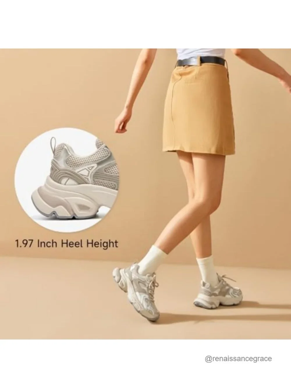 Chunky Platform Sneakers for Women Breathable Mesh Lace-up Wide Width Non-Slip
